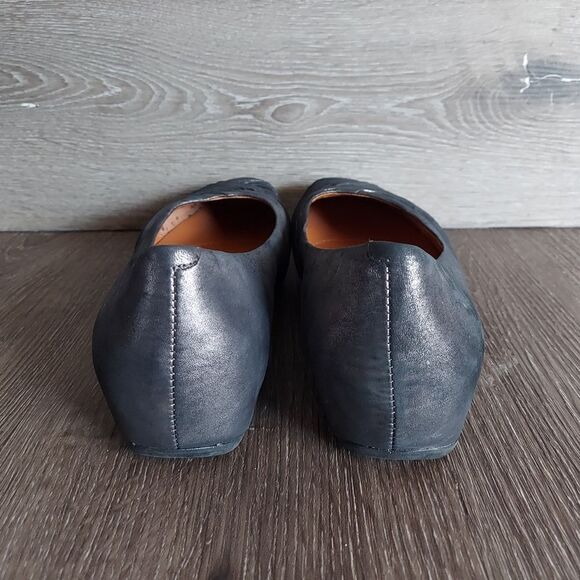 Earthies Dark Pewter Metallic Vanya Leather Flats Slip Ons Size 11B - Picture 5 of 11